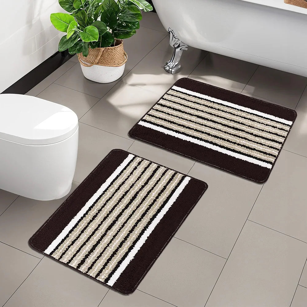 Kuber Industries 16x24 Inch Anti-Skid Water-Absorbent Door Mats for Home | Durable Main Entrance Footmats for Bathroom, Living Room & Office | Micro New Wings Lining - Brown